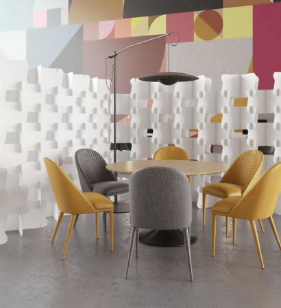 Boheme acoustic room divider in a waiting area