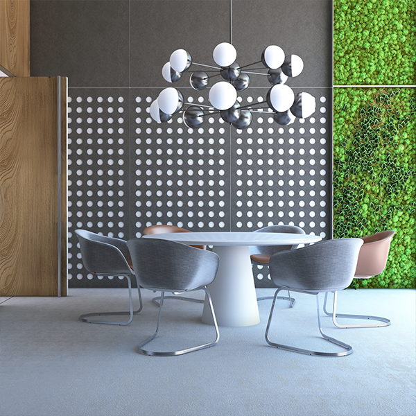 Mur acoustic wall-mounted panel in a huddle space