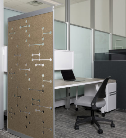 Air acoustic freestanding divider in an enclosed office