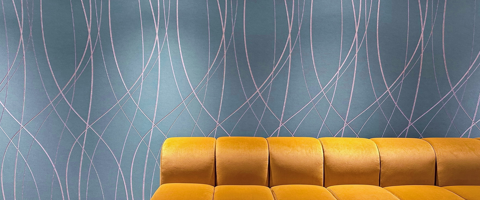 Weave Blue with Gold Couch
