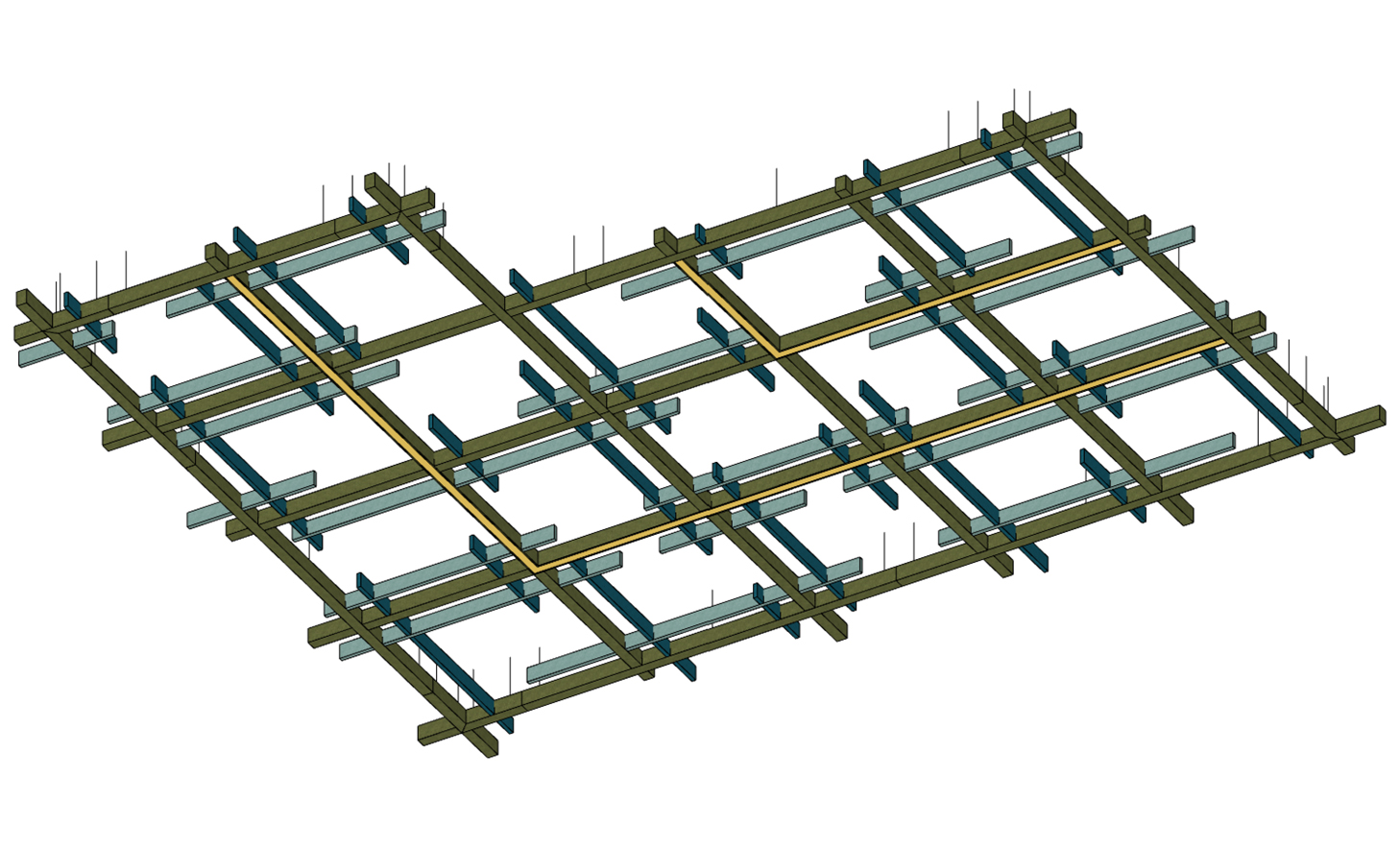 Green, Blue Frame Over-Hang