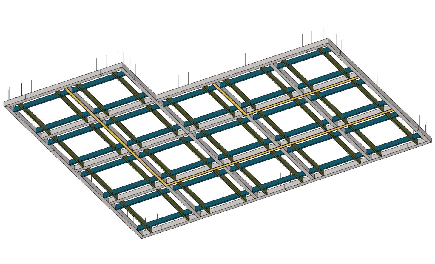 White, Blue, Grey Frame System